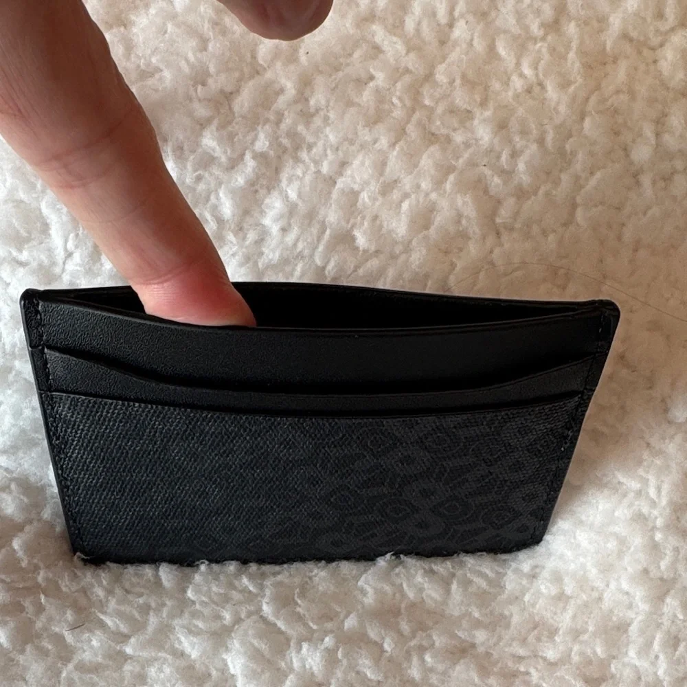 Ron Dorff Black Card Holder Slim Wallet‎ Leather Canvas Unisex